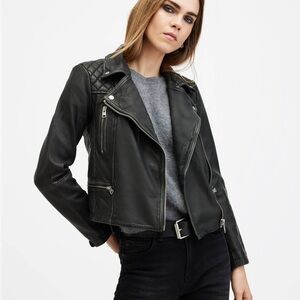 All Saints Cargo Biker Leather Jacket